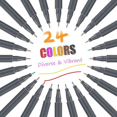 Right Point Micron Liner Pen 0.4mm Fineliners - 24 Colors / Box