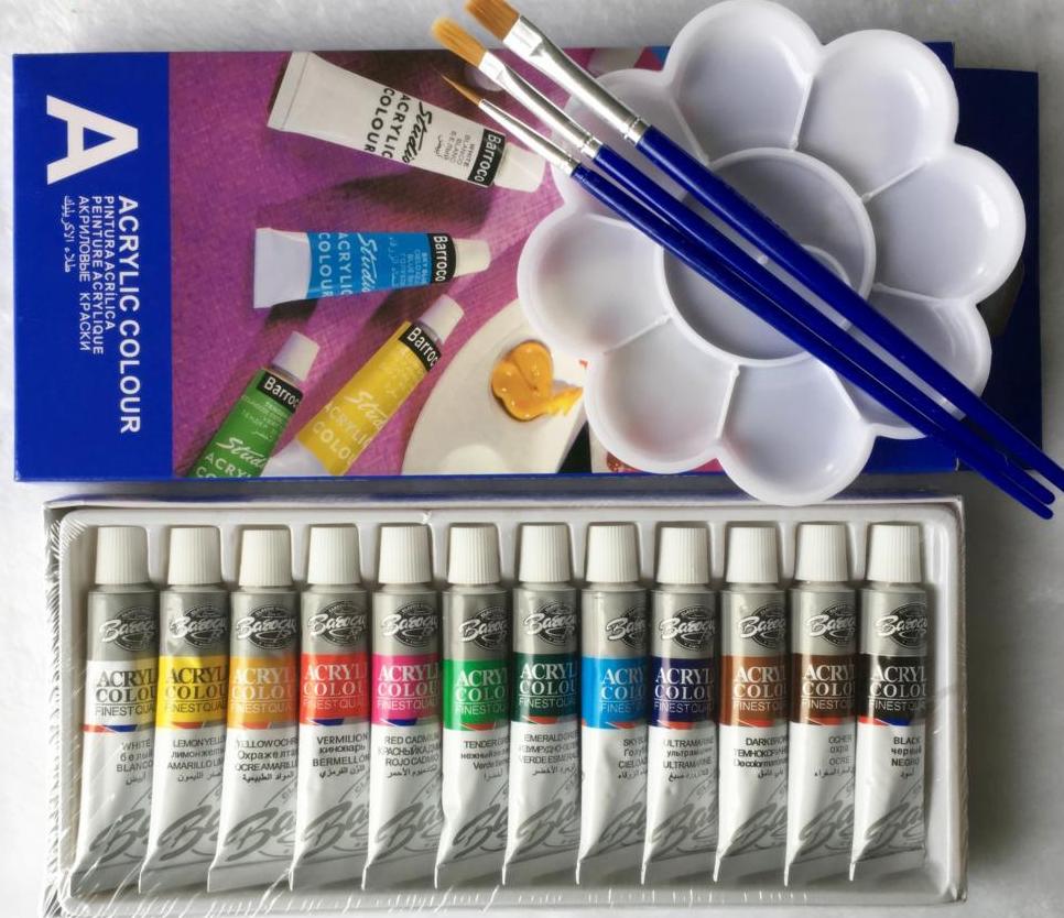 Acrylic Art Paint Set 12 Colors Acrylic Painting Supplies For