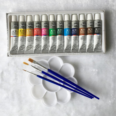 12 Color Acrylic Paint Pot Set - Zenartify