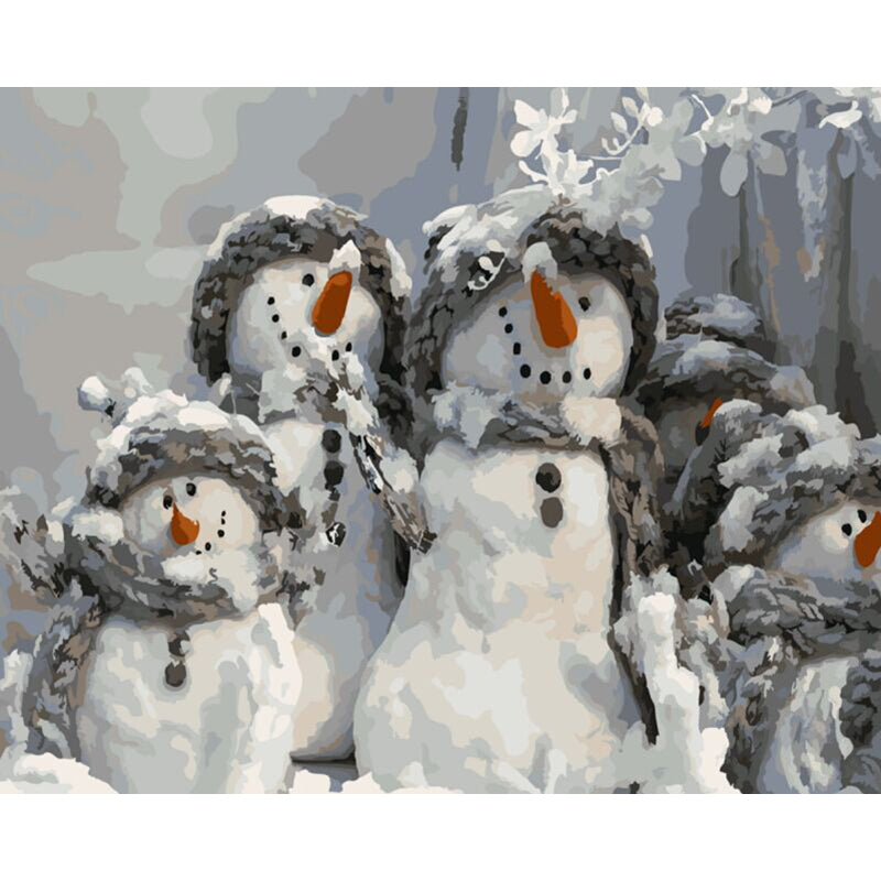 Joyful Snowman Family - Painting By Numbers Kit