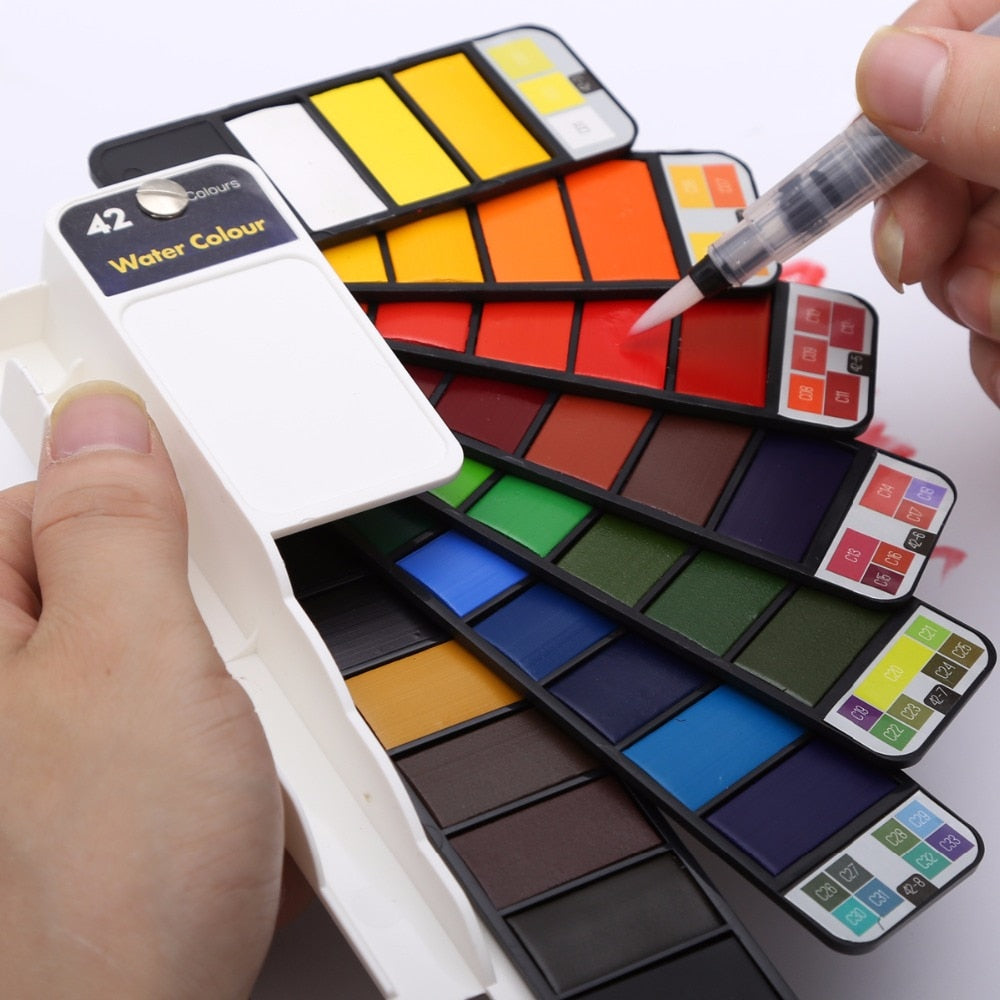 Portable Solid Pigment Water Color Paint Set