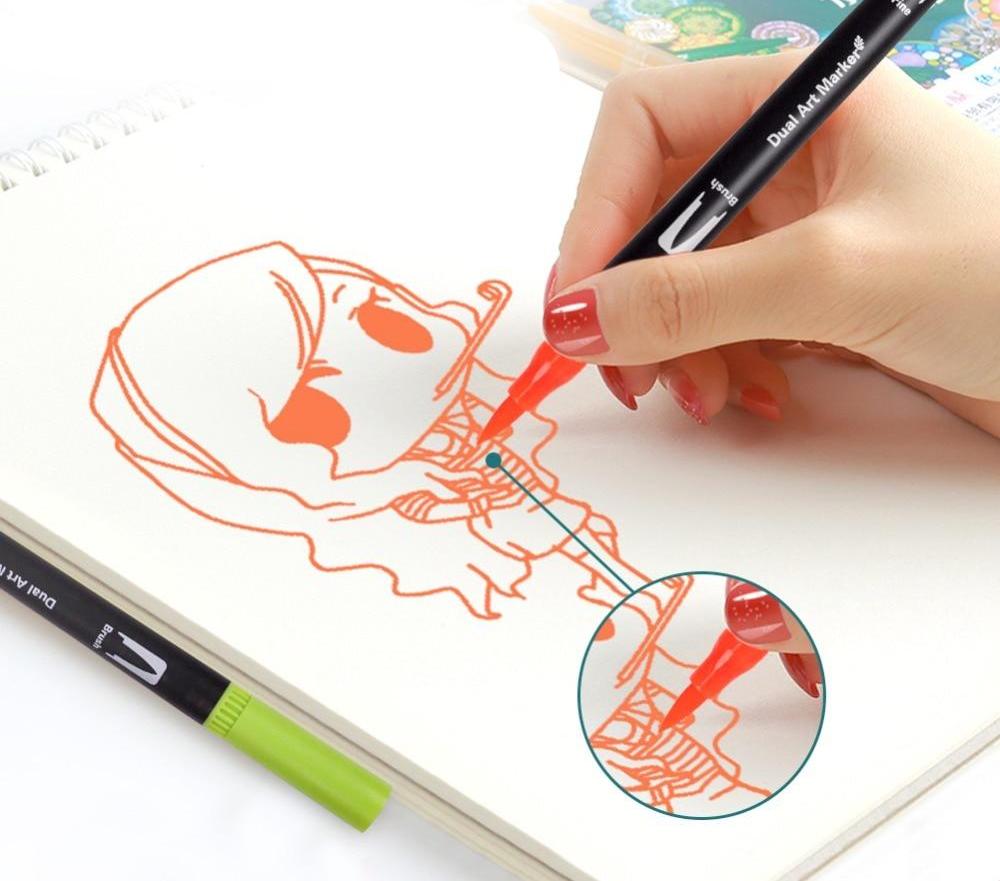 60 Color Dual Tip Brush Pen Set - Zenartify