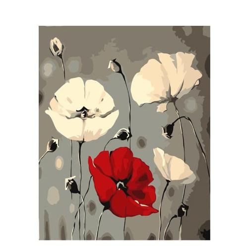 White & Red Lotus Flowers - Painting By Numbers Kit