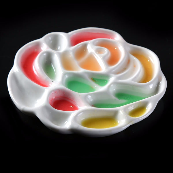Ceramic Artist Watercolor Palette Tray Rose-Shaped Gouache Ceramic
