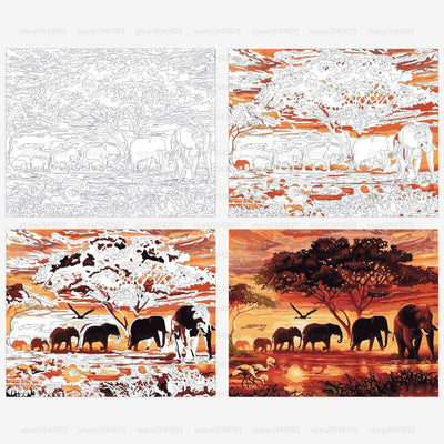 Elephants Parade - Painting By Numbers Kit