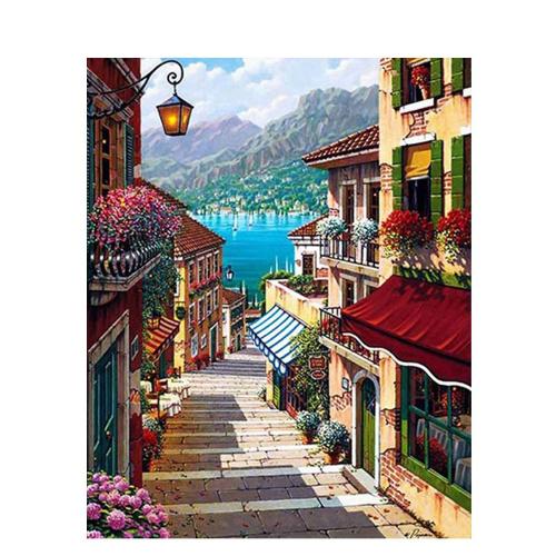Coffee Town Landscape - Painting By Numbers Kit