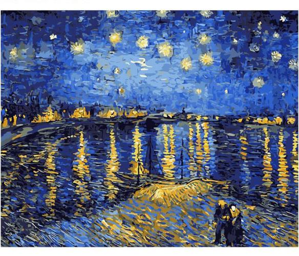 Starry Night Sky Rhone River- Painting By Numbers Kit