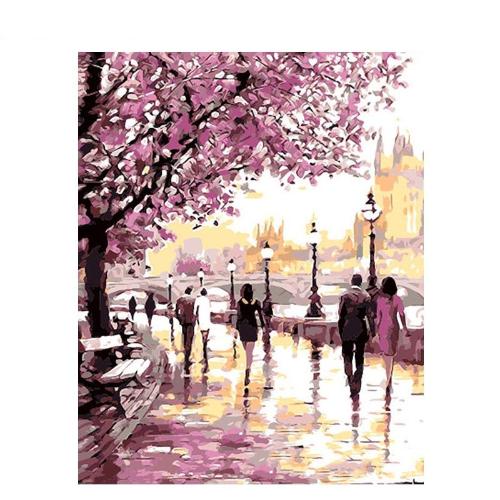 Cherry Blossoms Road - Painting By Numbers Kit