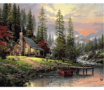 The Cabin By the Lake - Painting By Numbers Kit