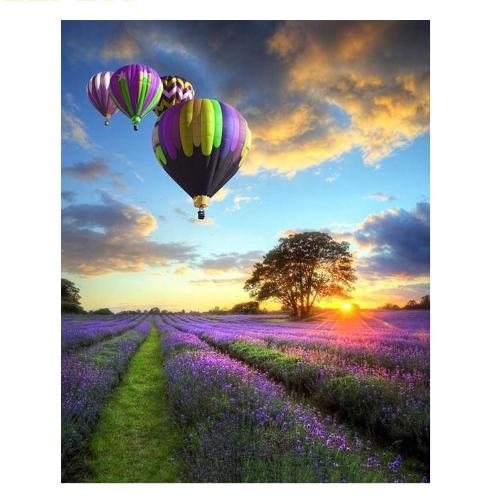 Hot Air Balloon Lavender Field - Painting By Numbers Kit