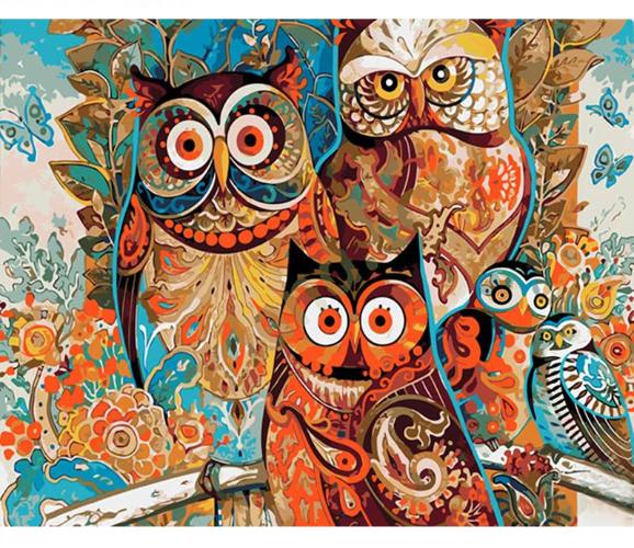 Abstract Owls - Painting By Numbers Kit