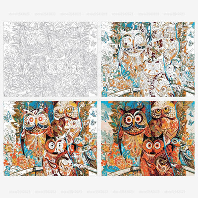 Abstract Owls - Painting By Numbers Kit