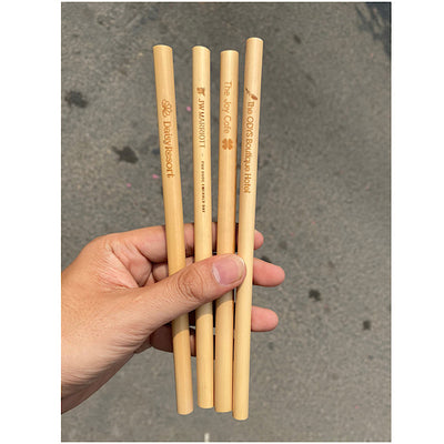 10pcs Bamboo Straws Set - branded/customised